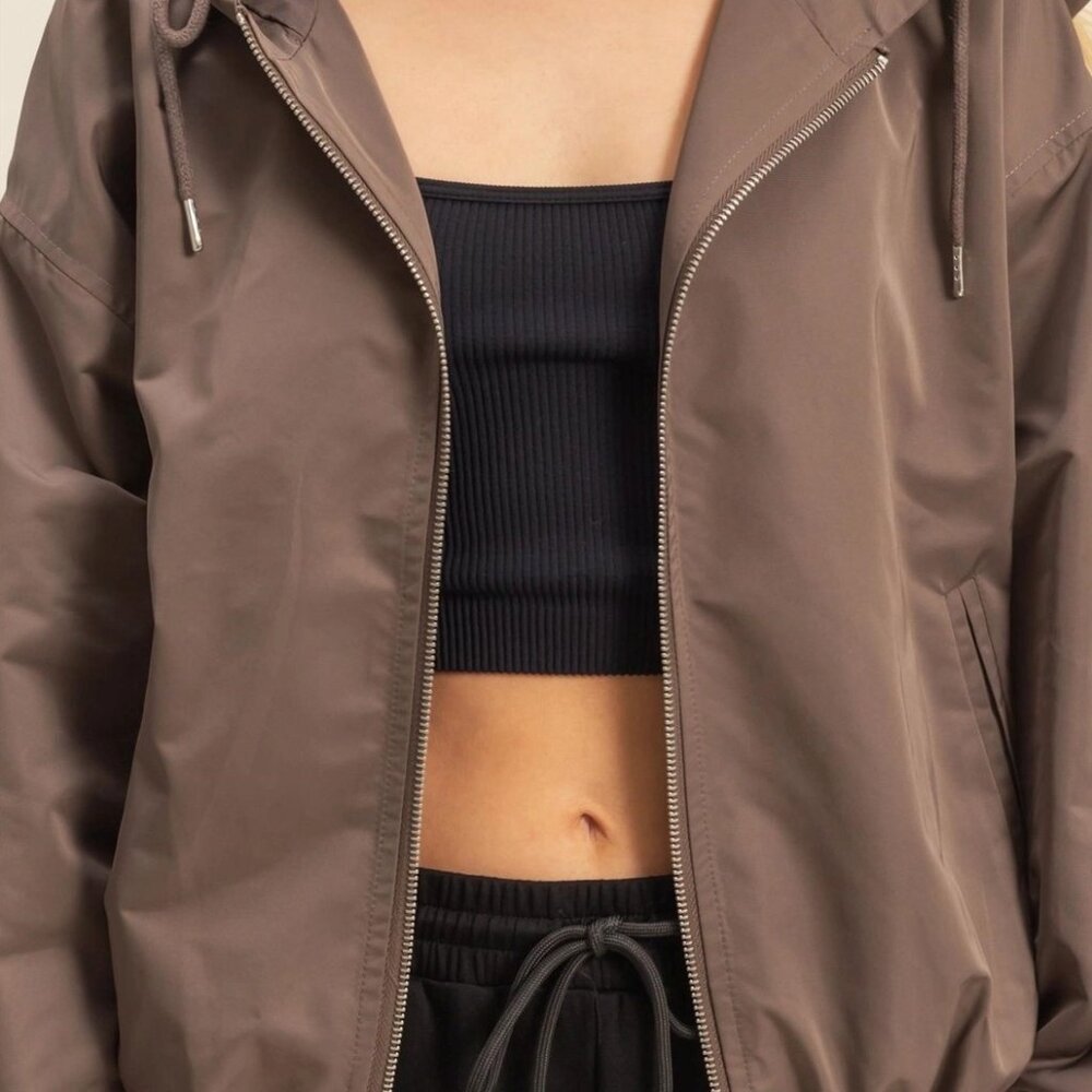 Angela Hooded Zip-Up Jacket | Women's Fall Style | Neutral | Athleisure - Picture 6 of 10